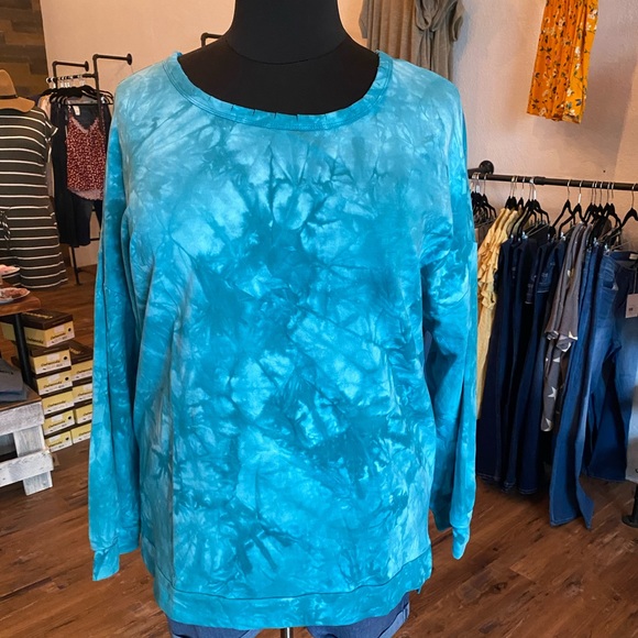Hayden Tops - Blue tie dye sweatshirt